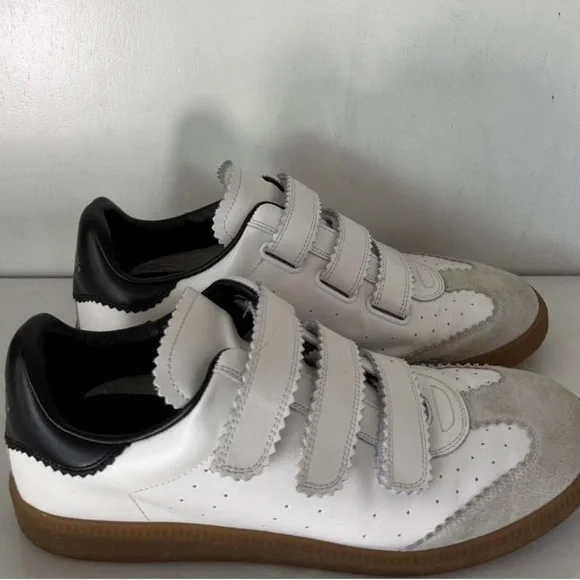 Isabel Marant Black and White Leather Sneakers - Picture 3 of 8